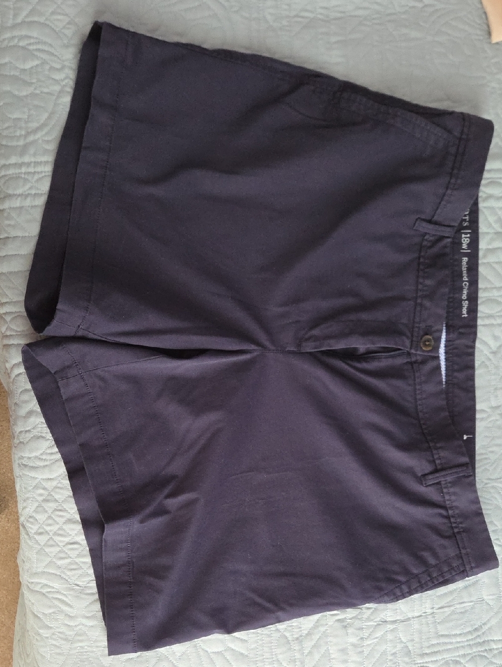 Talbots Navy Flat-Front Chino Shorts